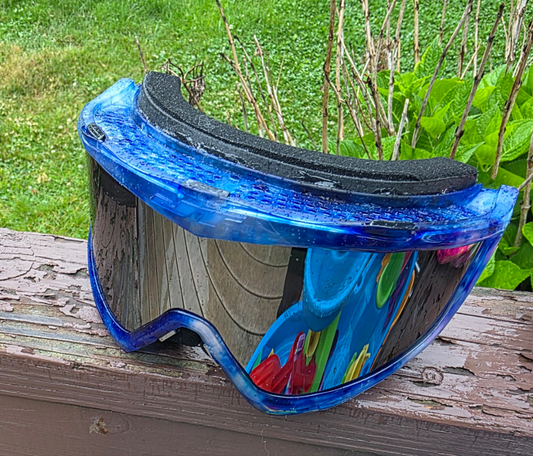 "Deep Freeze" – Ice Blue Marbled Goggle Set w/ Chrome Lens