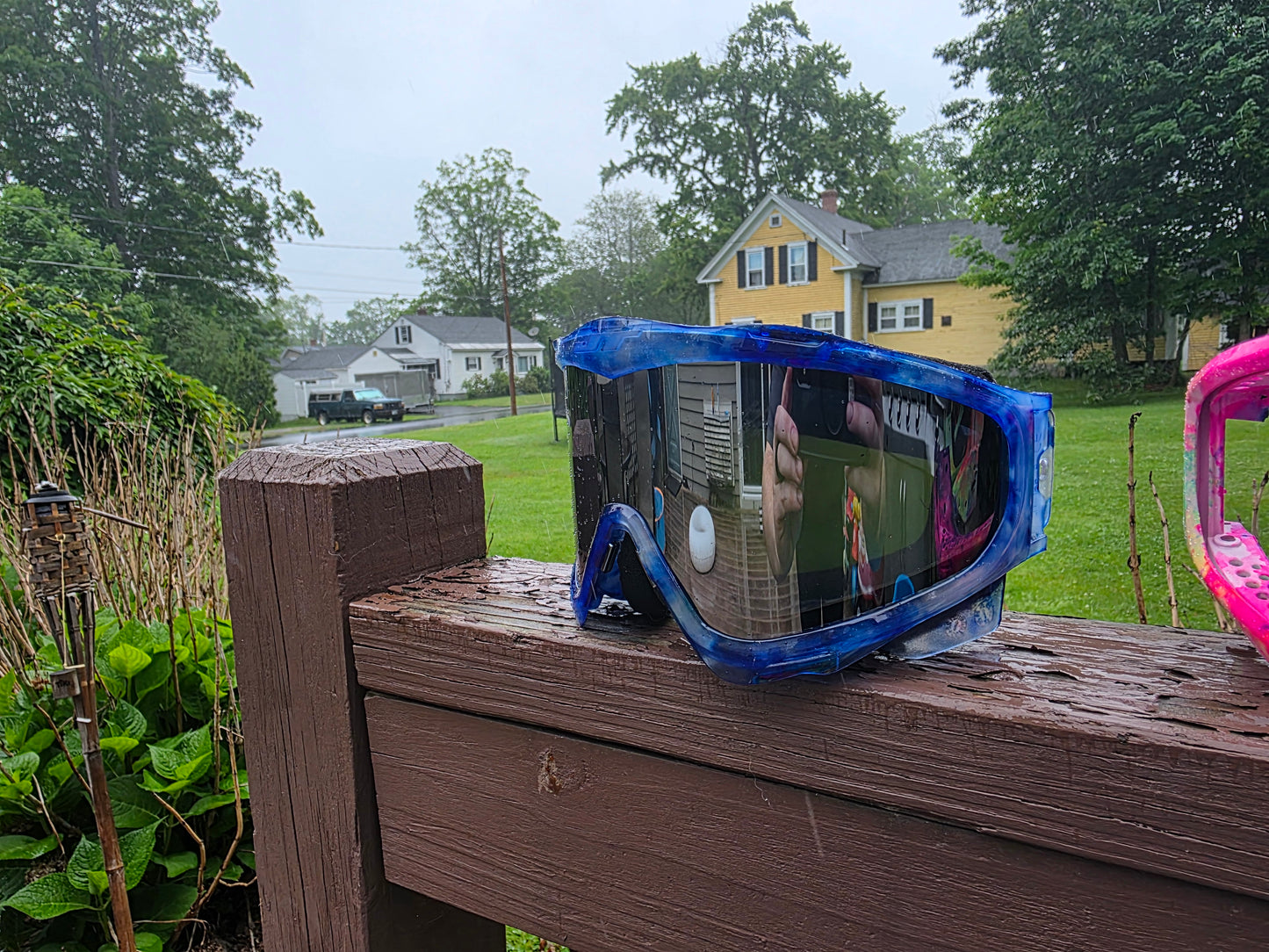 "Deep Freeze" – Ice Blue Marbled Goggle Set w/ Chrome Lens